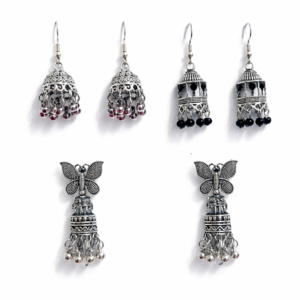 Oxidised Silver Jhumka Earrings Combo for Women & Girls | Oxidised Jhumka Earrings Set